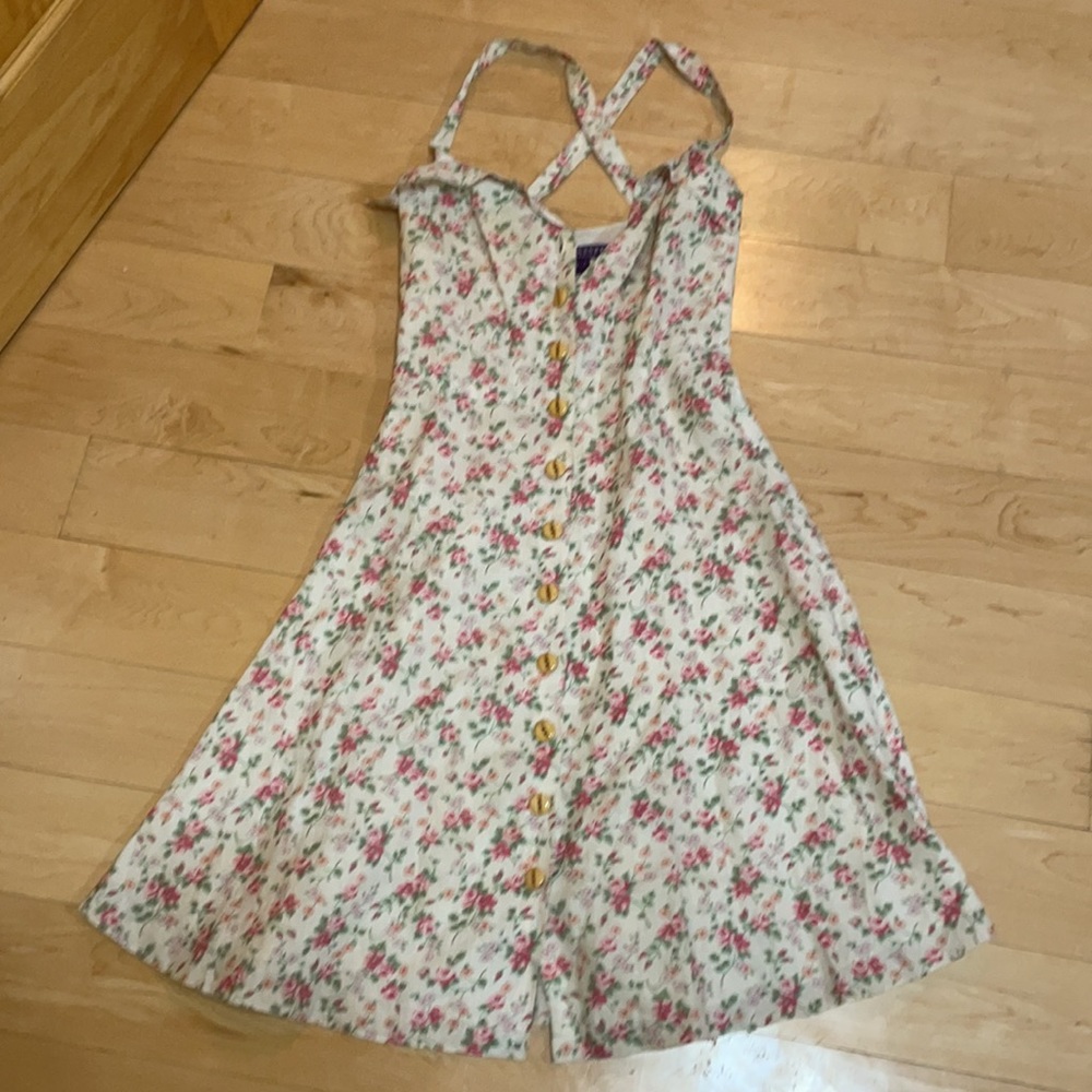 Ralph Lauren Purple Label Cream Floral Button-Front Midi Dress - Picture 5 of 9